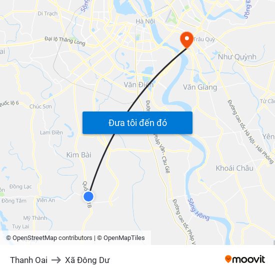 Thanh Oai to Xã Đông Dư map