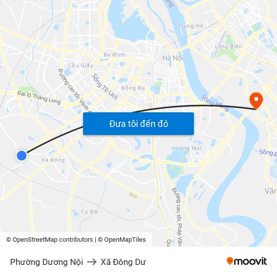Phường Dương Nội to Xã Đông Dư map
