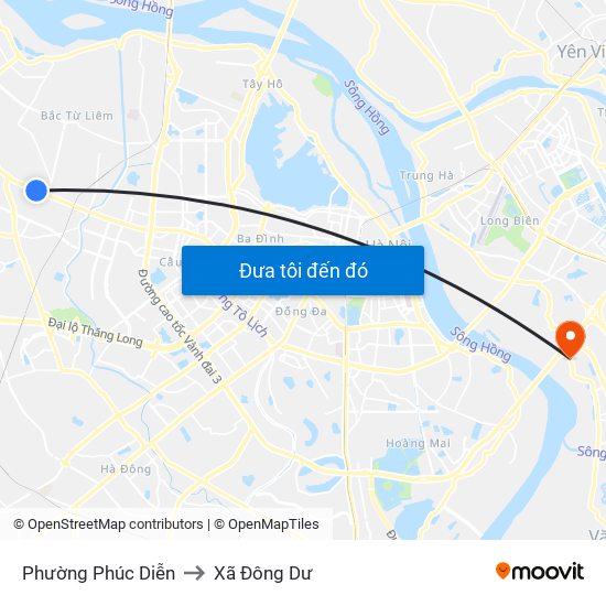 Phường Phúc Diễn to Xã Đông Dư map