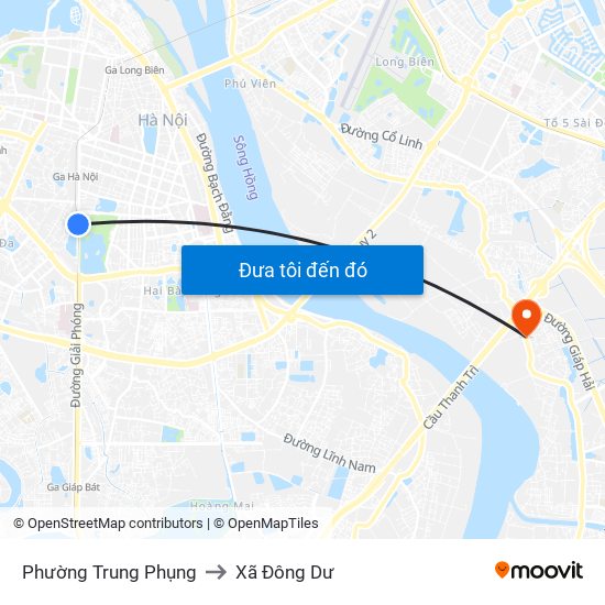 Phường Trung Phụng to Xã Đông Dư map