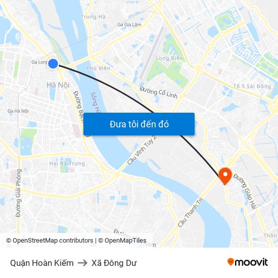 Quận Hoàn Kiếm to Xã Đông Dư map