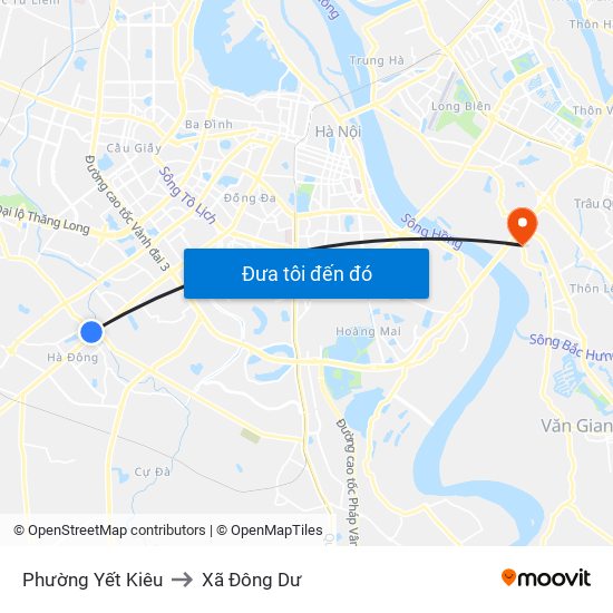 Phường Yết Kiêu to Xã Đông Dư map