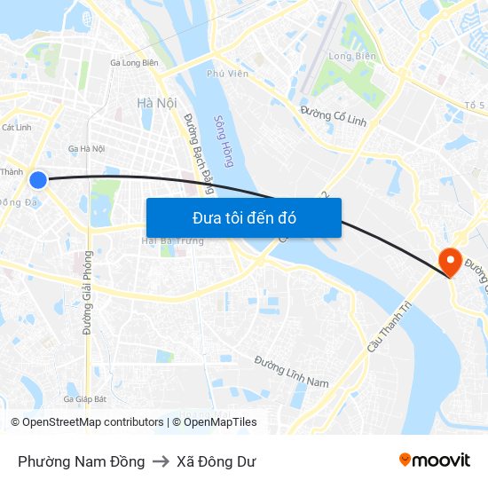 Phường Nam Đồng to Xã Đông Dư map