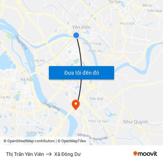 Thị Trấn Yên Viên to Xã Đông Dư map