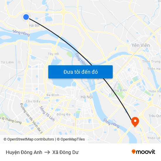 Huyện Đông Anh to Xã Đông Dư map