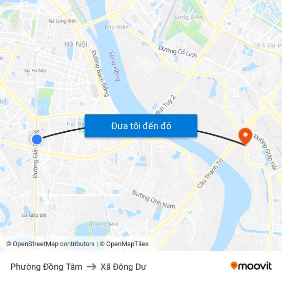 Phường Đồng Tâm to Xã Đông Dư map