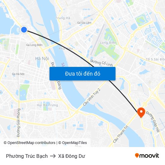 Phường Trúc Bạch to Xã Đông Dư map