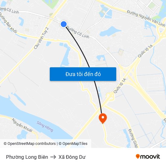 Phường Long Biên to Xã Đông Dư map