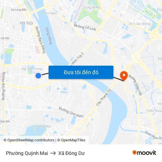 Phường Quỳnh Mai to Xã Đông Dư map