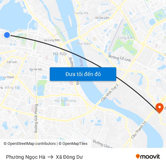 Phường Ngọc Hà to Xã Đông Dư map