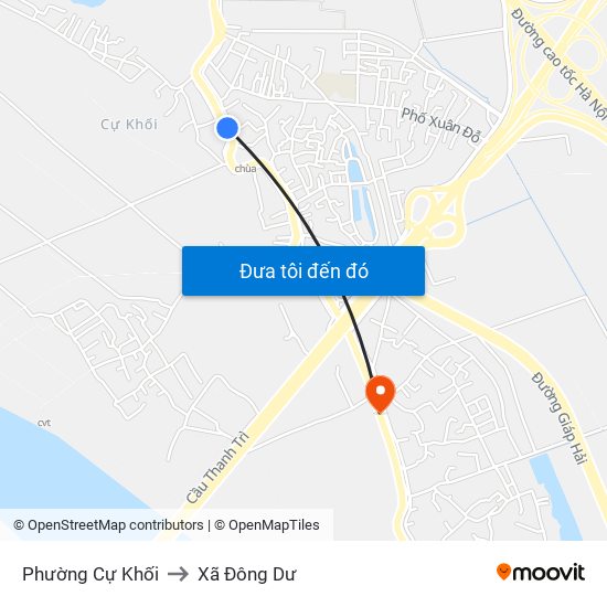 Phường Cự Khối to Xã Đông Dư map