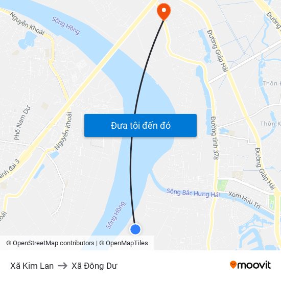 Xã Kim Lan to Xã Đông Dư map