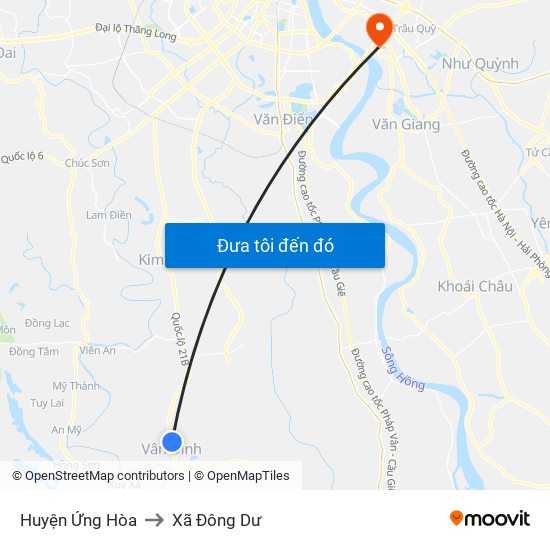 Huyện Ứng Hòa to Xã Đông Dư map