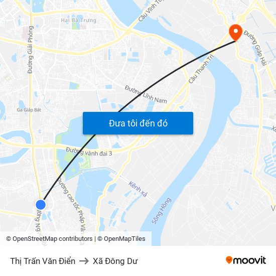 Thị Trấn Văn Điển to Xã Đông Dư map