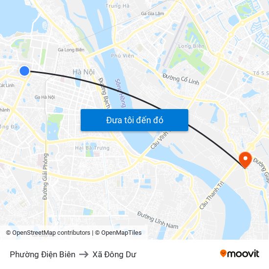 Phường Điện Biên to Xã Đông Dư map