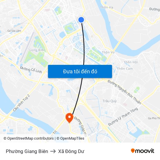 Phường Giang Biên to Xã Đông Dư map