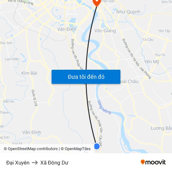 Đại Xuyên to Xã Đông Dư map