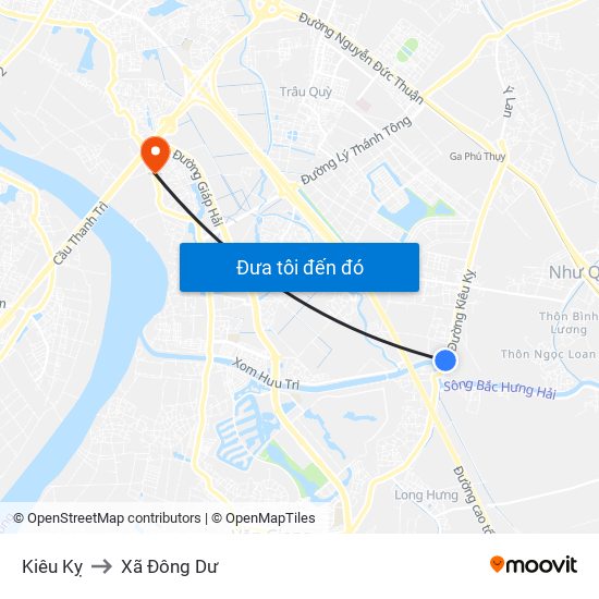 Kiêu Kỵ to Xã Đông Dư map