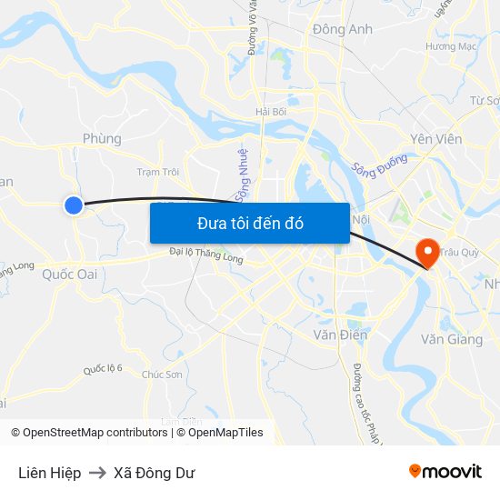 Liên Hiệp to Xã Đông Dư map