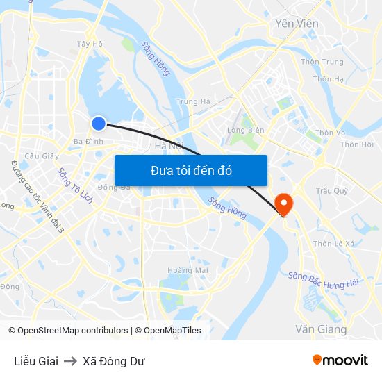 Liễu Giai to Xã Đông Dư map