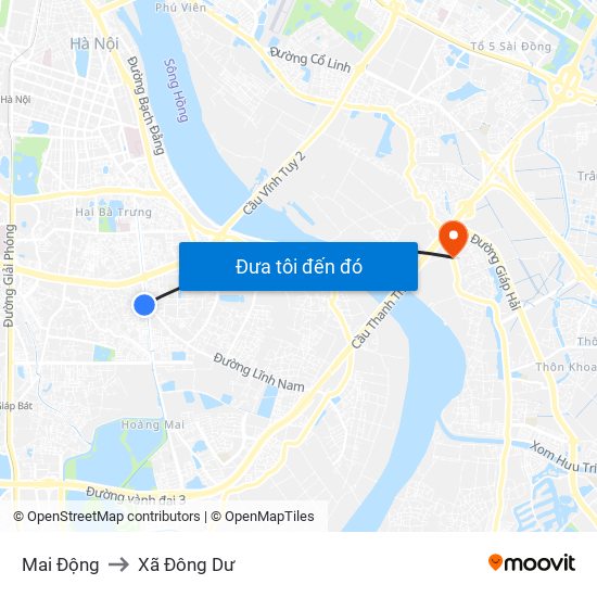 Mai Động to Xã Đông Dư map