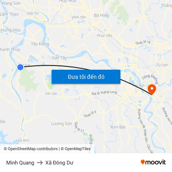 Minh Quang to Xã Đông Dư map