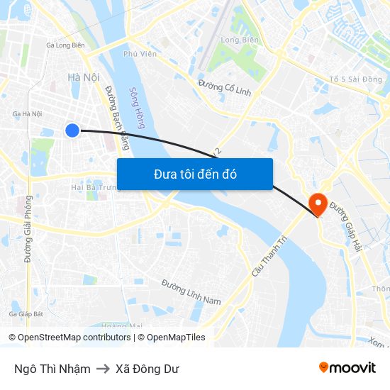 Ngô Thì Nhậm to Xã Đông Dư map