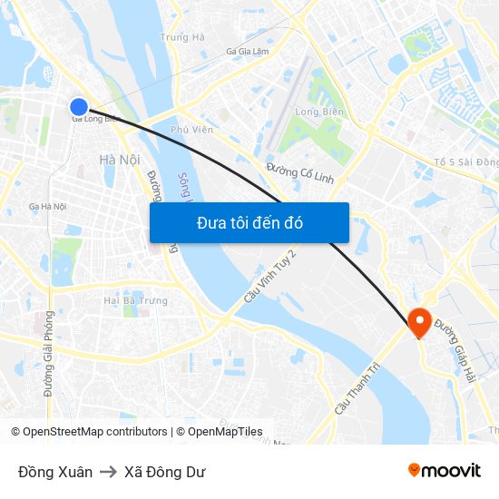 Đồng Xuân to Xã Đông Dư map