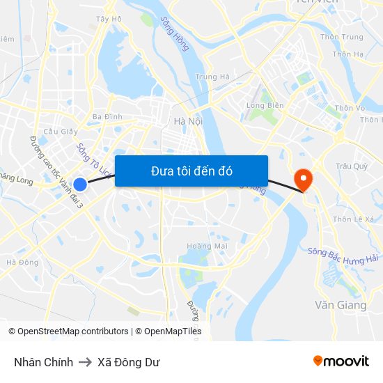 Nhân Chính to Xã Đông Dư map