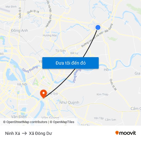 Ninh Xá to Xã Đông Dư map