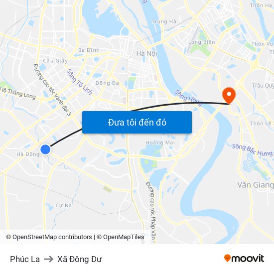 Phúc La to Xã Đông Dư map
