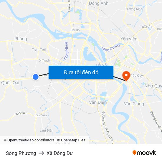 Song Phương to Xã Đông Dư map