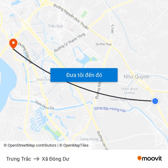 Trưng Trắc to Xã Đông Dư map