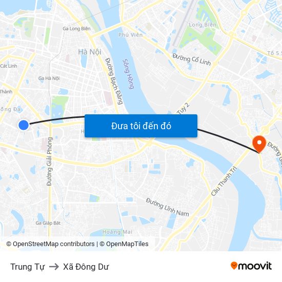 Trung Tự to Xã Đông Dư map