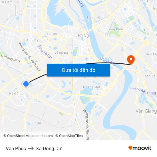 Vạn Phúc to Xã Đông Dư map