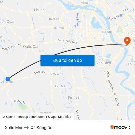 Xuân Mai to Xã Đông Dư map