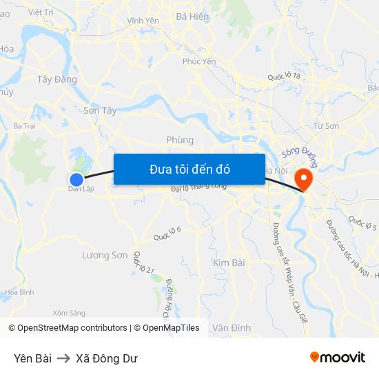 Yên Bài to Xã Đông Dư map