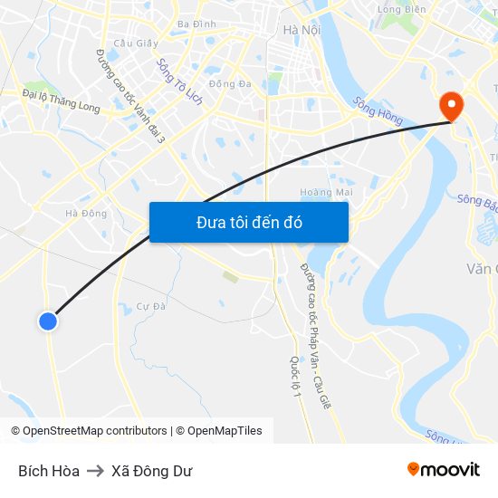 Bích Hòa to Xã Đông Dư map