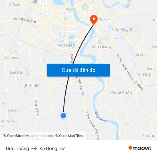 Đức Thắng to Xã Đông Dư map