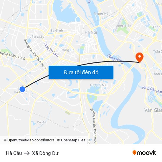 Hà Cầu to Xã Đông Dư map