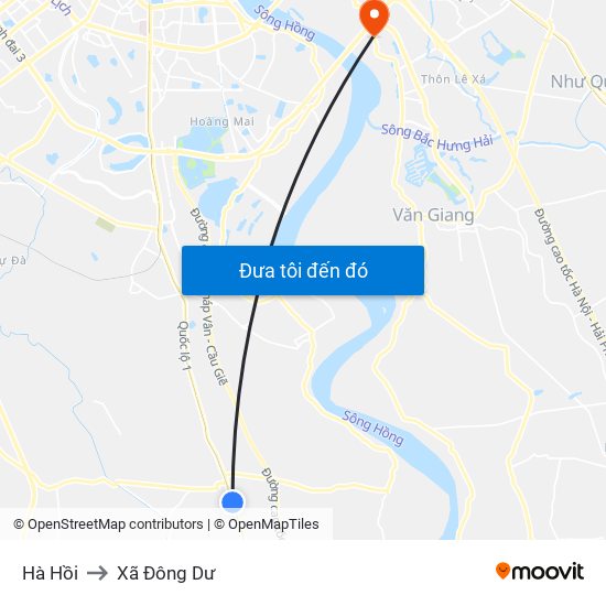 Hà Hồi to Xã Đông Dư map