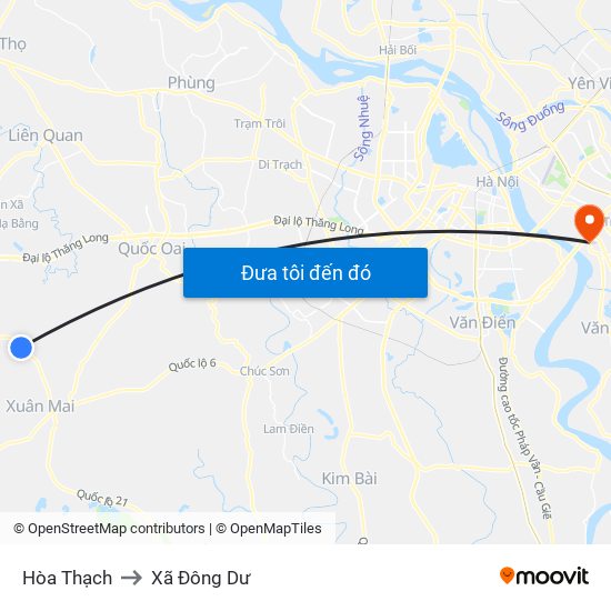 Hòa Thạch to Xã Đông Dư map