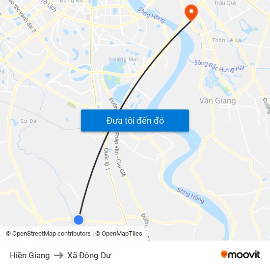Hiền Giang to Xã Đông Dư map