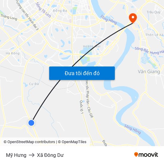 Mỹ Hưng to Xã Đông Dư map