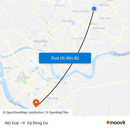 Nội Duệ to Xã Đông Dư map