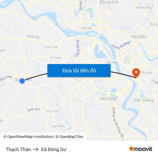 Thạch Thán to Xã Đông Dư map