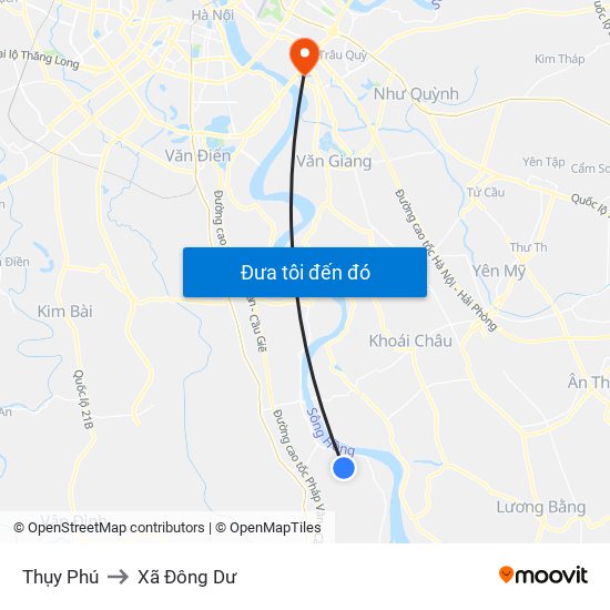 Thụy Phú to Xã Đông Dư map