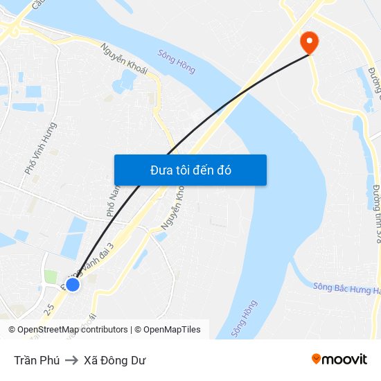Trần Phú to Xã Đông Dư map