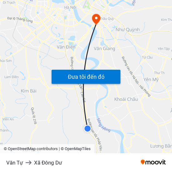 Văn Tự to Xã Đông Dư map