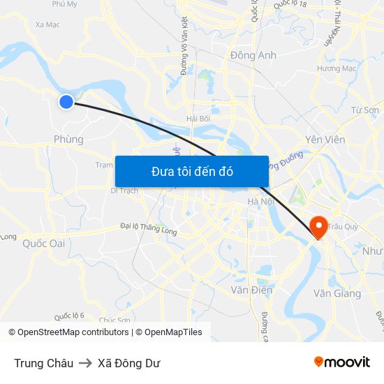 Trung Châu to Xã Đông Dư map